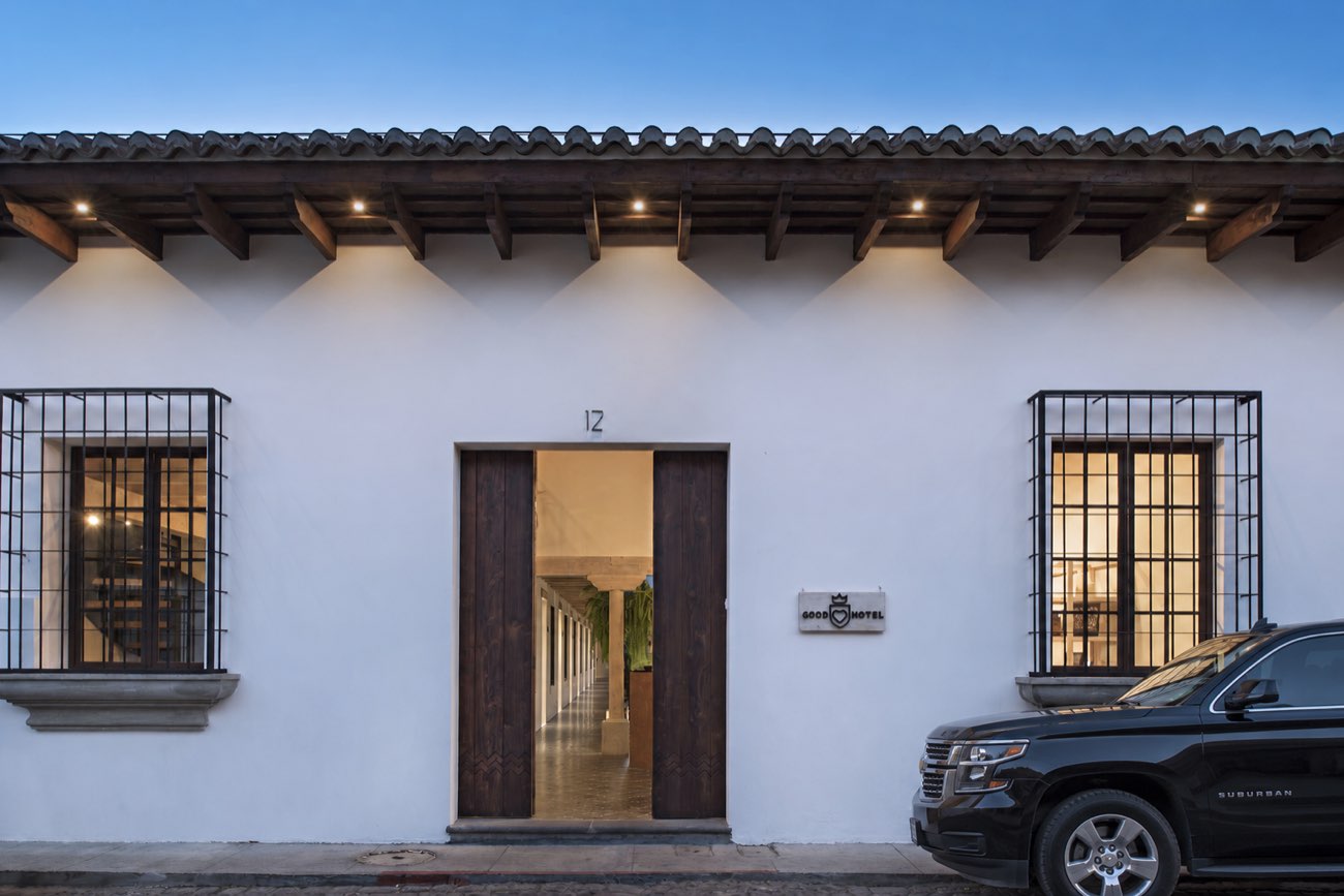 Door to door: the Suburban at a hotel entrance in Antigua